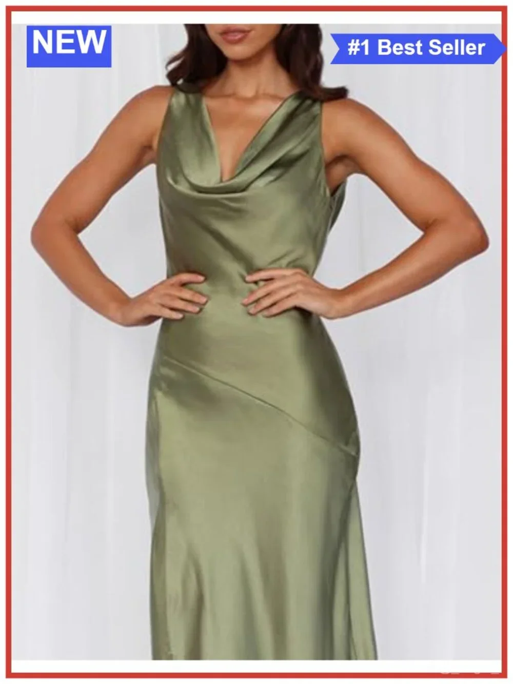 Satin Backless Formal Maxi Dress for Women Wedding Guest Elegant Sleeveless